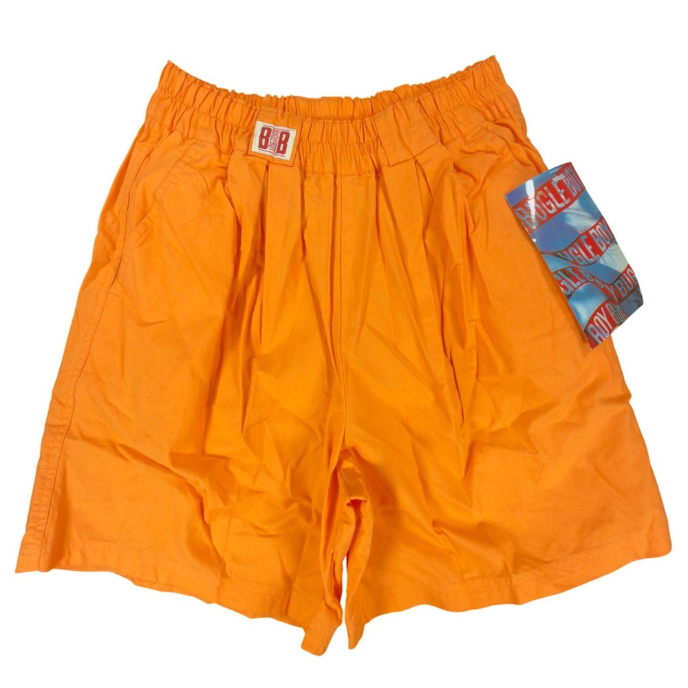 Bugle Boy Vintage 90s Shorts Womens 7 Orange Elastic Waist Pleated NWT